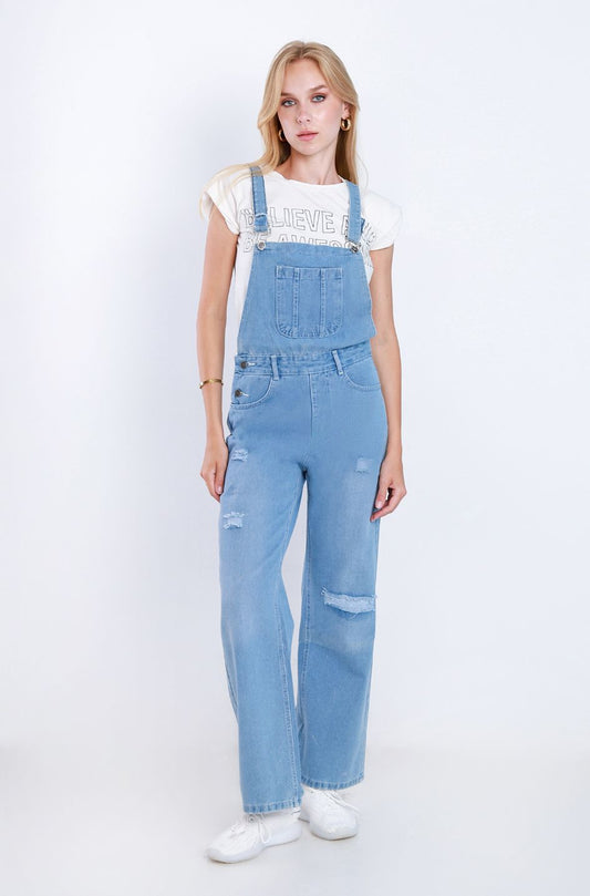 Salopet Straight Leg Ripped Light Blue OS140C