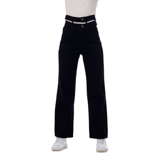Stright Gabardine Pants Double Belt Black OB-613BK
