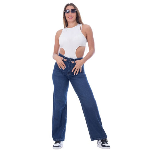 High Waist Straight Dark Blue Jeans Pants OB-350A