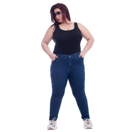 Plus Size High Waist Skinny Dark Blue Jeans Pants OH-320A