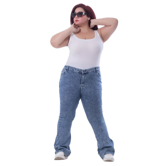 Plus Size High Waist Charleston Quarry Color Jeans Pants OH-434R