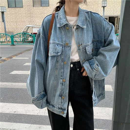 long oversized denim jacket