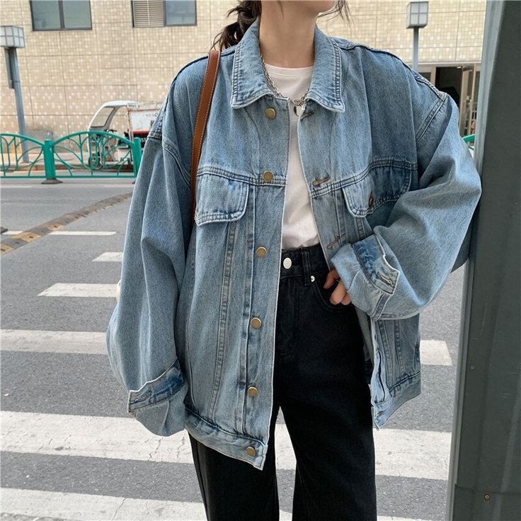 long oversized denim jacket