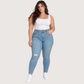Plus Size High Waist Skinny Cutting Light Blue Jeans Pants OH-311C