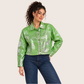 Green Metallic Cropped Gabardine Jacket OJ2-544CGR