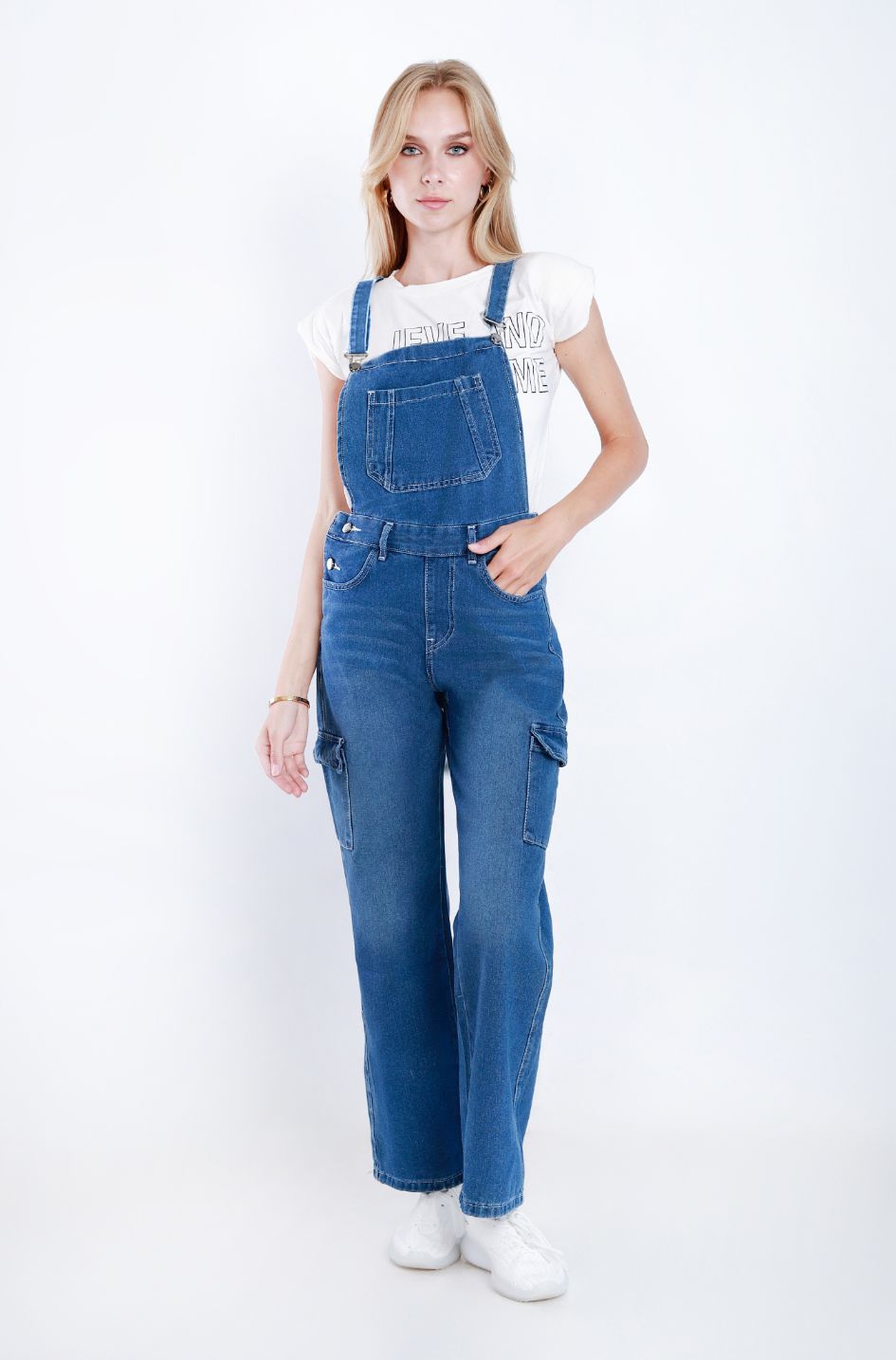Salopet Cargo Straight Leg Medium Blue OS-142B