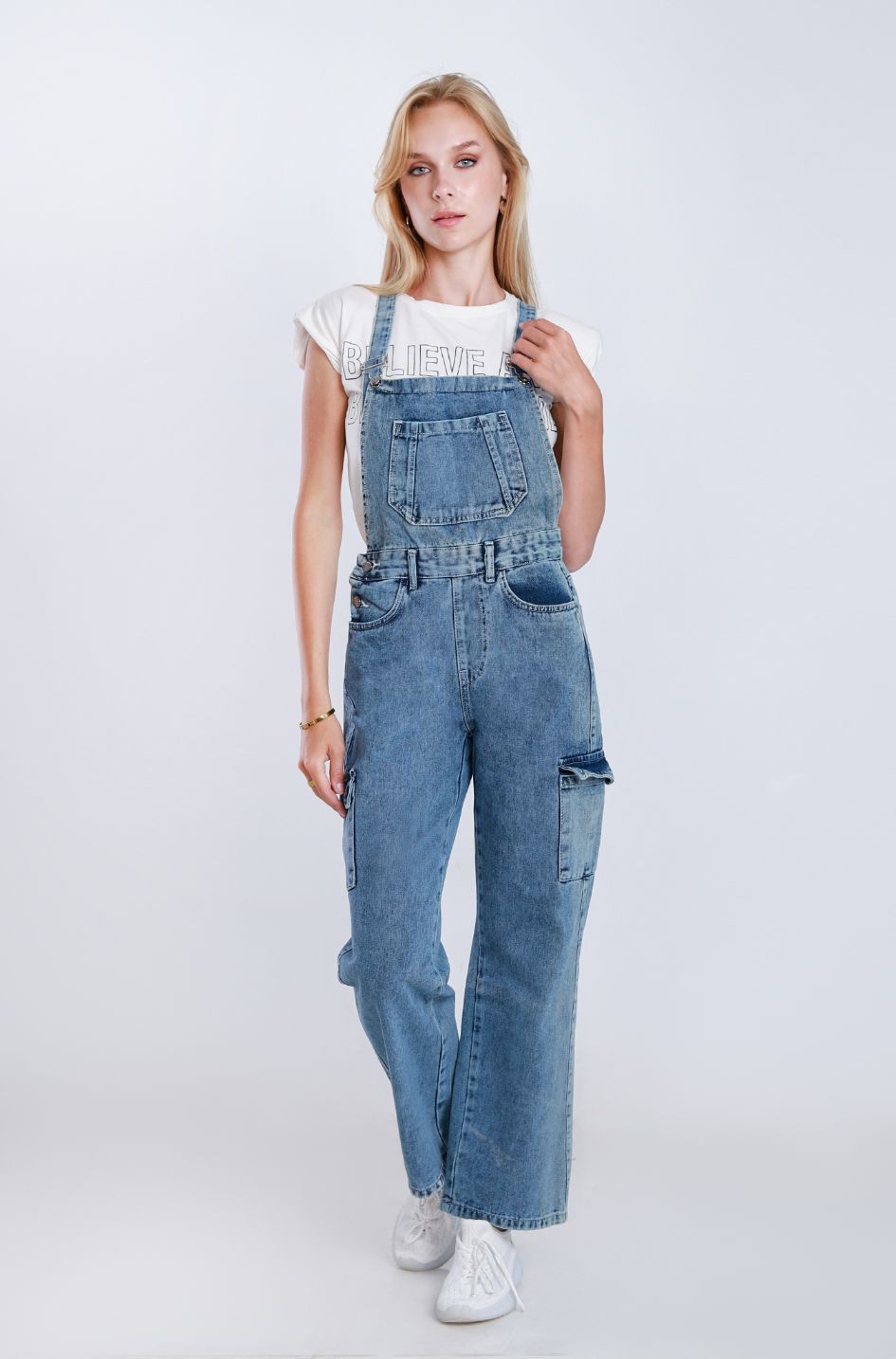 Salopet Cargo Straight Leg Stone Wash MA-OS-142R