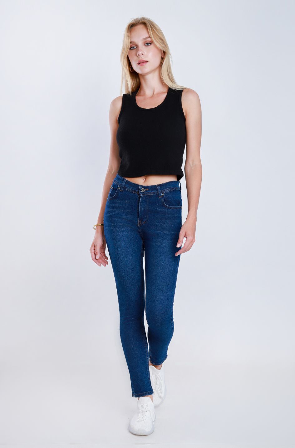 High Waist Skinny Dark Blue Jeans Pants OH-300A