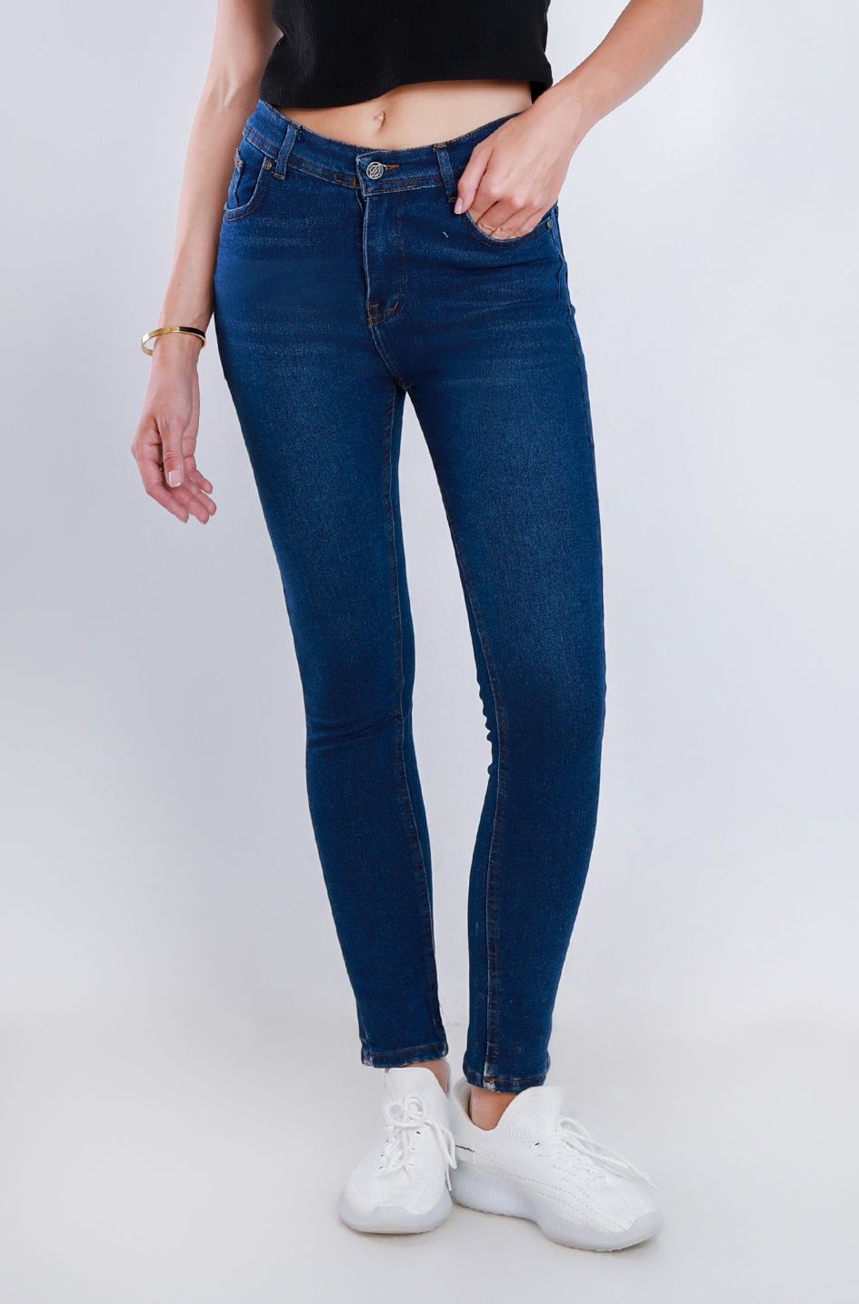 High Waist Skinny Dark Blue Jeans Pants OH-300A