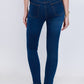 High Waist Skinny Dark Blue Jeans Pants OH-300A