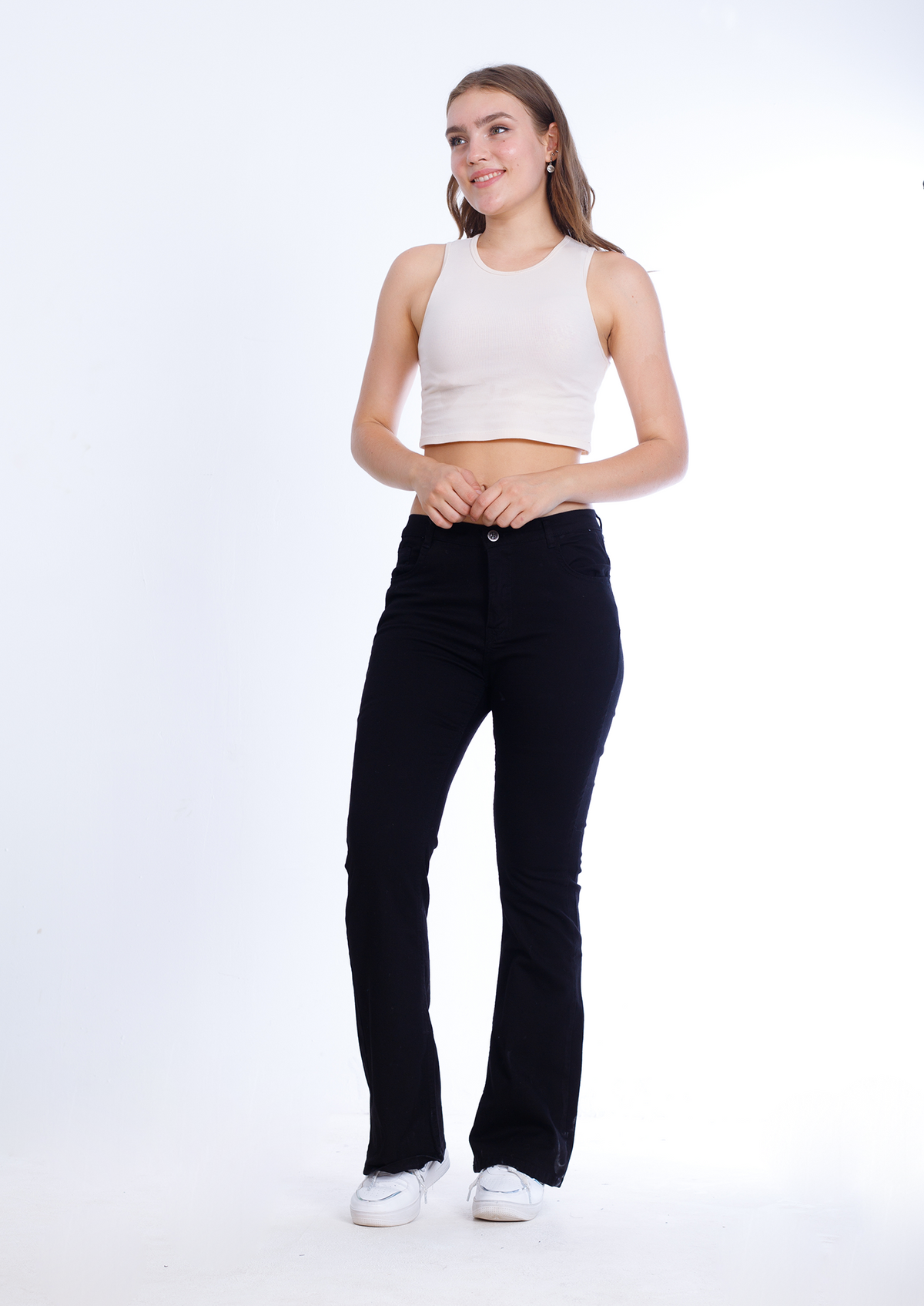 High Waist Charleston Black Gabardine Pants OH-356BL