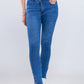 High Waist Skinny Medium Blue Jeans Pants OH-300B