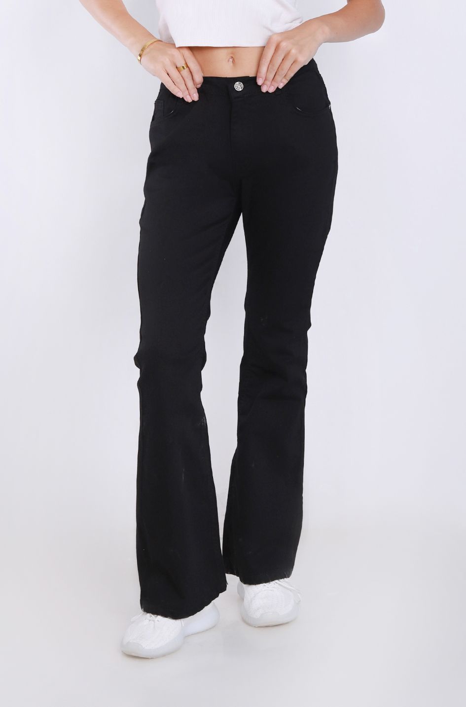 High Waist Charleston Black Gabardine Pants OH-356BL