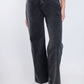 High Waist Straight Dark Gray Jeans Pants OB-350BBL