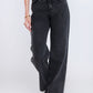 High Waist Straight Dark Gray Jeans Pants OB-350BBL