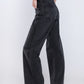 High Waist Straight Dark Gray Jeans Pants OB-350BBL