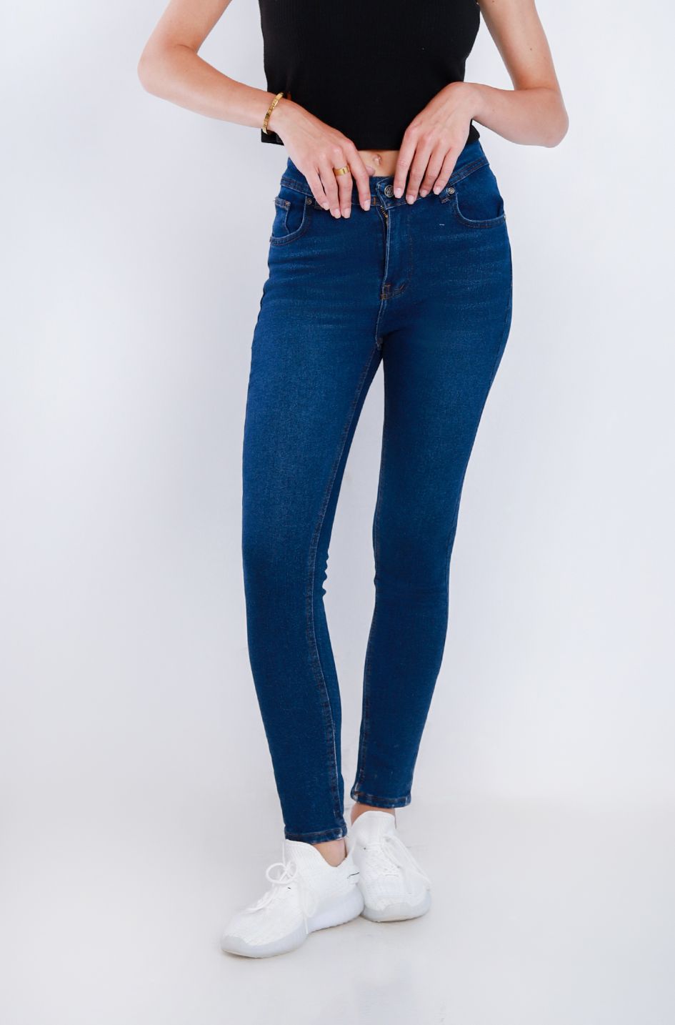 High Waist Skinny Dark Blue Jeans Pants OH-300A