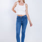 High Waist Skinny Medium Blue Jeans Pants OH-300B