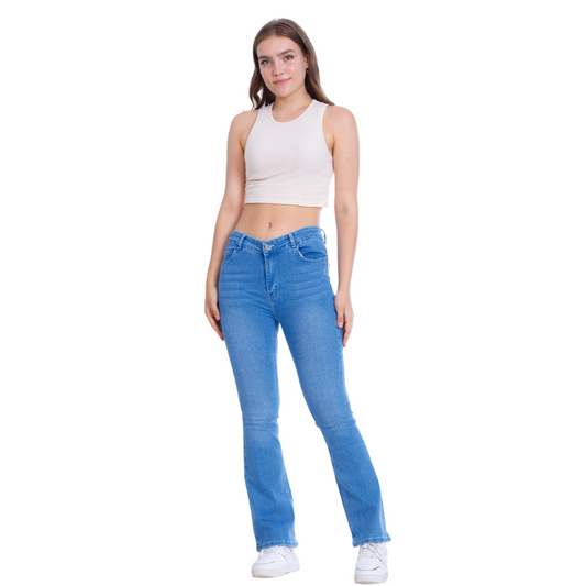 High Waist Charleston Medium Blue Jeans Pants OH-362B