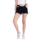 Double Waistband Black Jeans Shorts With Strings
