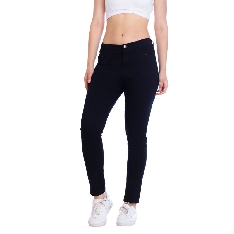 High Waist Skinny Black Gabardine Pants OH-357BL