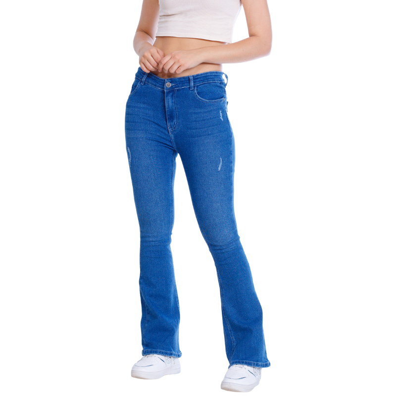 High Waist Charleston Scribbled Dark Blue Jeans Pants OH-416A