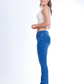 High Waist Charleston Scribbled Dark Blue Jeans Pants OH-416A