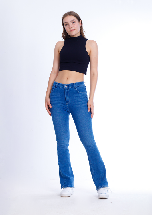 High Waist Charleston Dark Blue Jeans Pants OH-362A