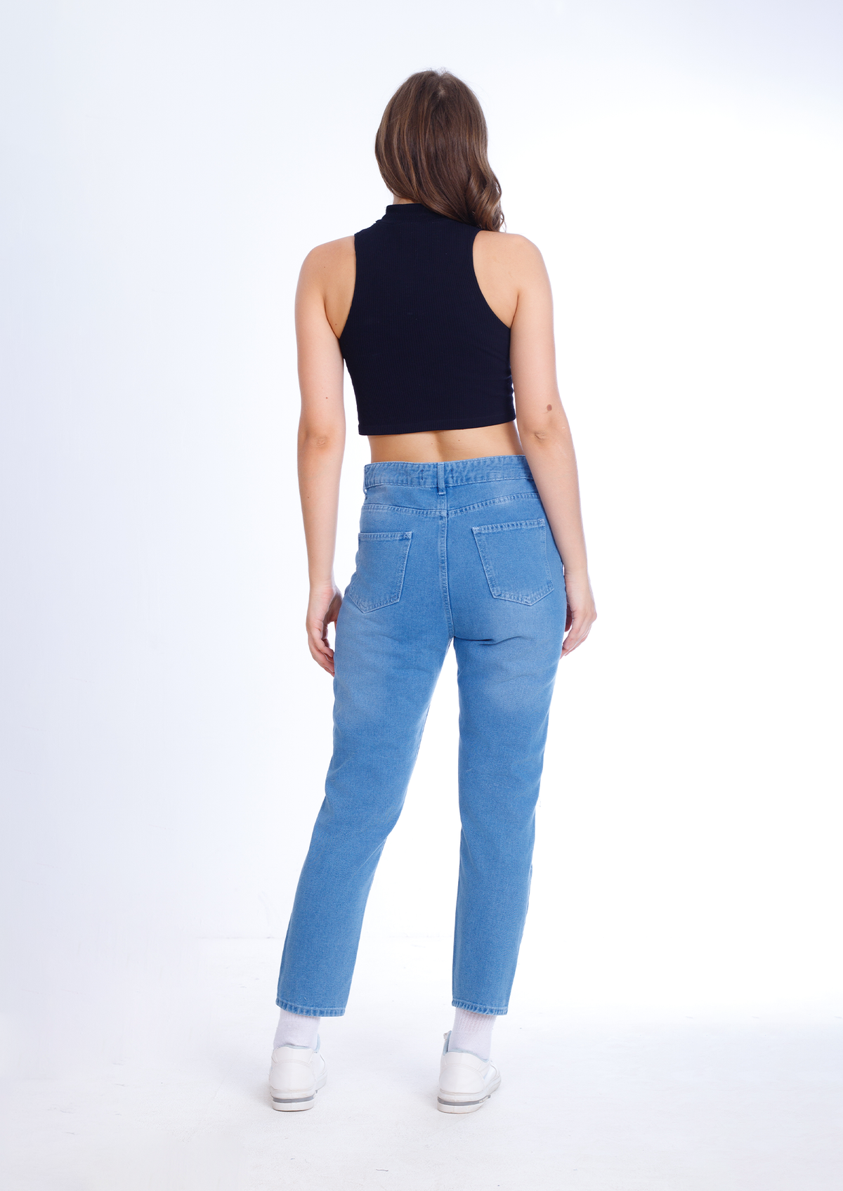 MomFit Boyfriend Cutting Medium Blue JeansPants OB-201B
