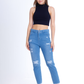 MomFit Boyfriend Cutting Medium Blue JeansPants OB-201B