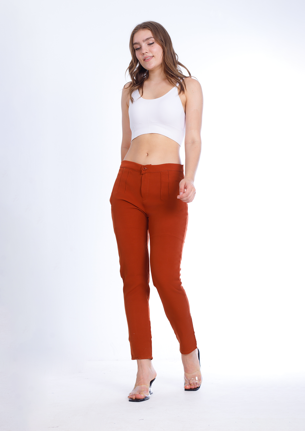 Slim Casual Roslyn brick Pants  OB-493brick