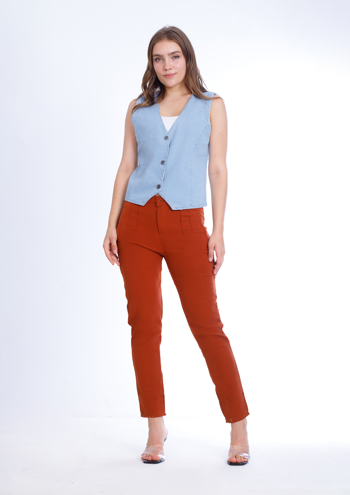Jeans Vest Light Blue With Buttons OJ-513C