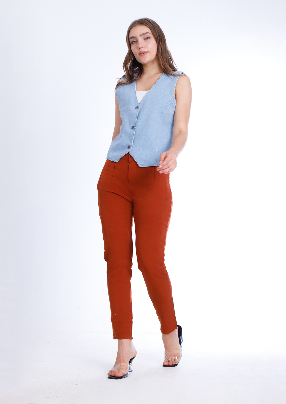 Slim Casual Roslyn brick Pants  OB-493brick