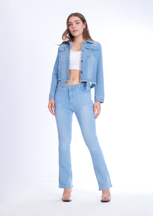 High Waist Charleston Light Blue Jeans Pants OH-362C