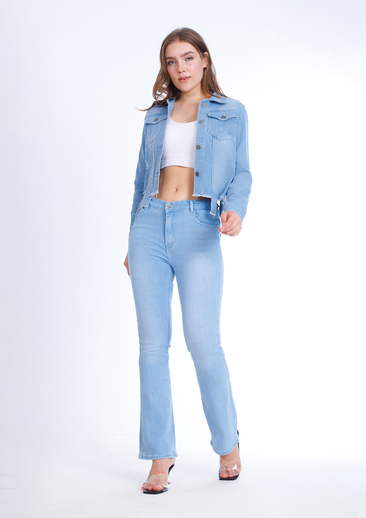 High Waist Charleston Light Blue Jeans Pants OH-362C