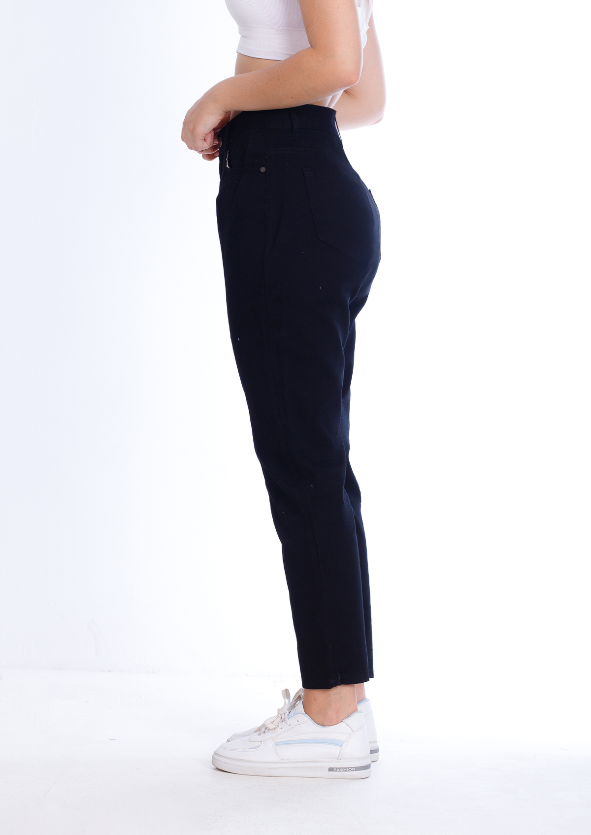 High Waist Skinny Black Gabardine Pants OH-357BL