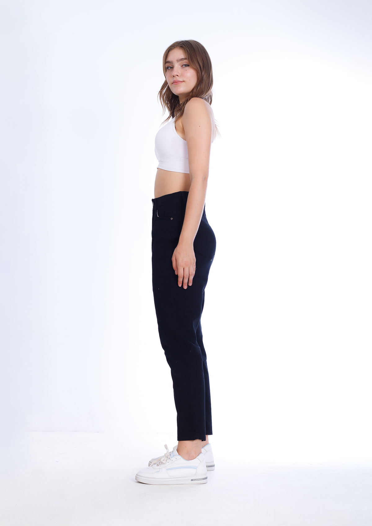 High Waist Skinny Black Gabardine Pants OH-357BL