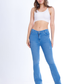 High Waist Charleston Scribbled Medium Blue Jeans Pants OH-416B