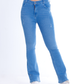 High Waist Charleston Scribbled Medium Blue Jeans Pants OH-416B