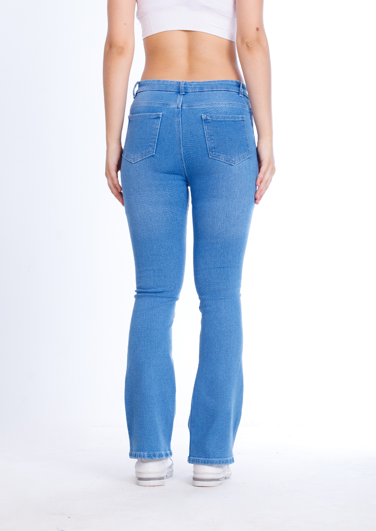 High Waist Charleston Scribbled Medium Blue Jeans Pants OH-416B