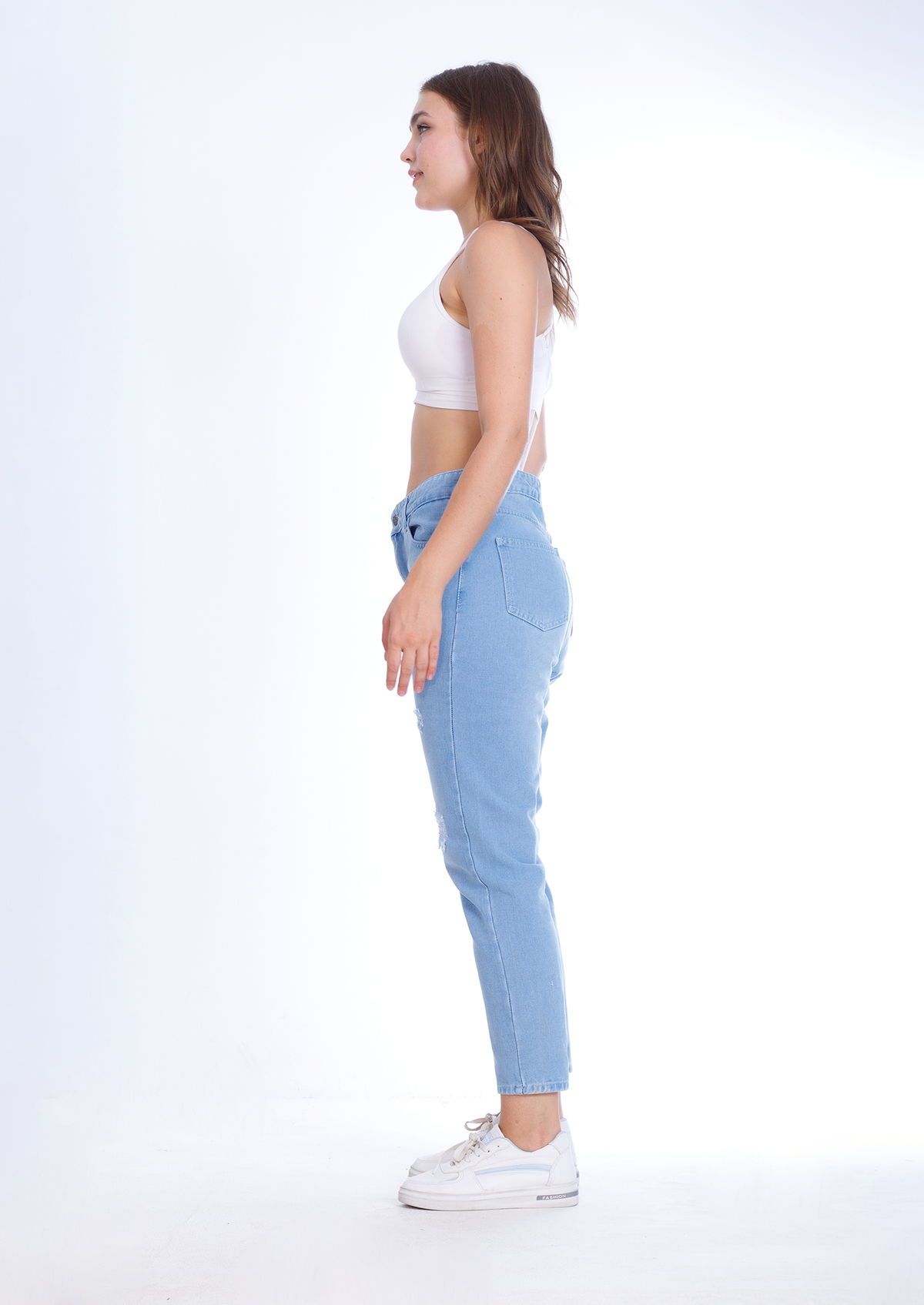 MomFit Boyfriend Cutting Light Blue Jeans Pants OB-201C