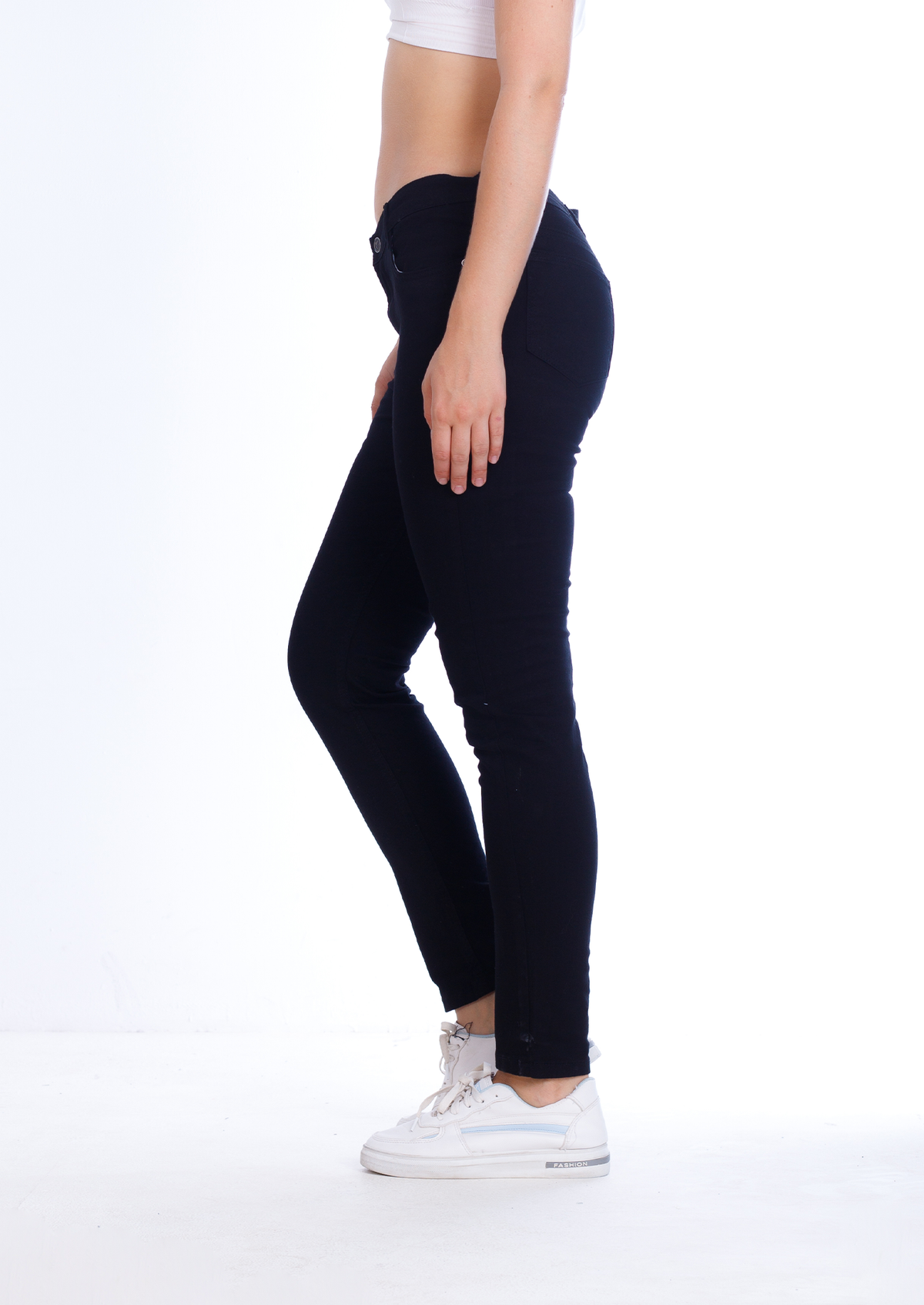 High Waist Skinny Black Gabardine Pants OH-357BL