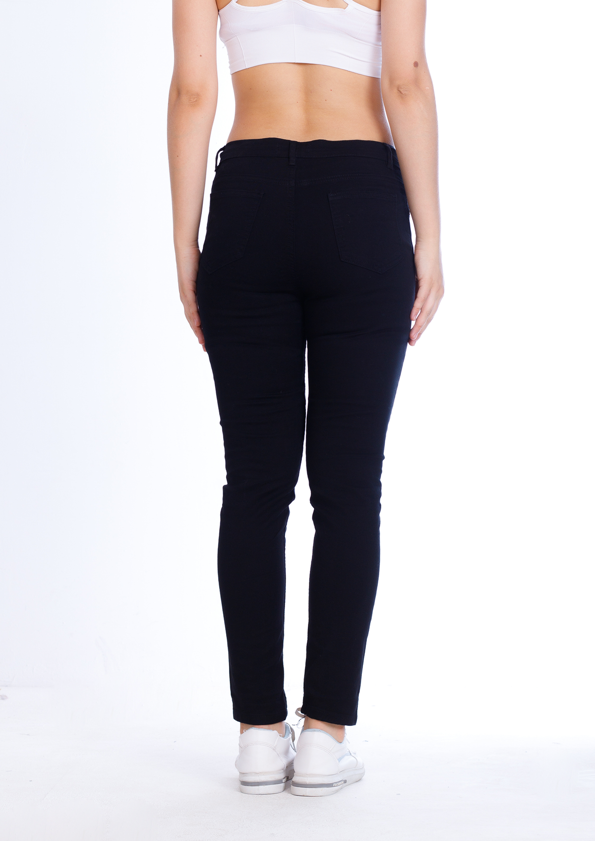 High Waist Skinny Black Gabardine Pants OH-357BL