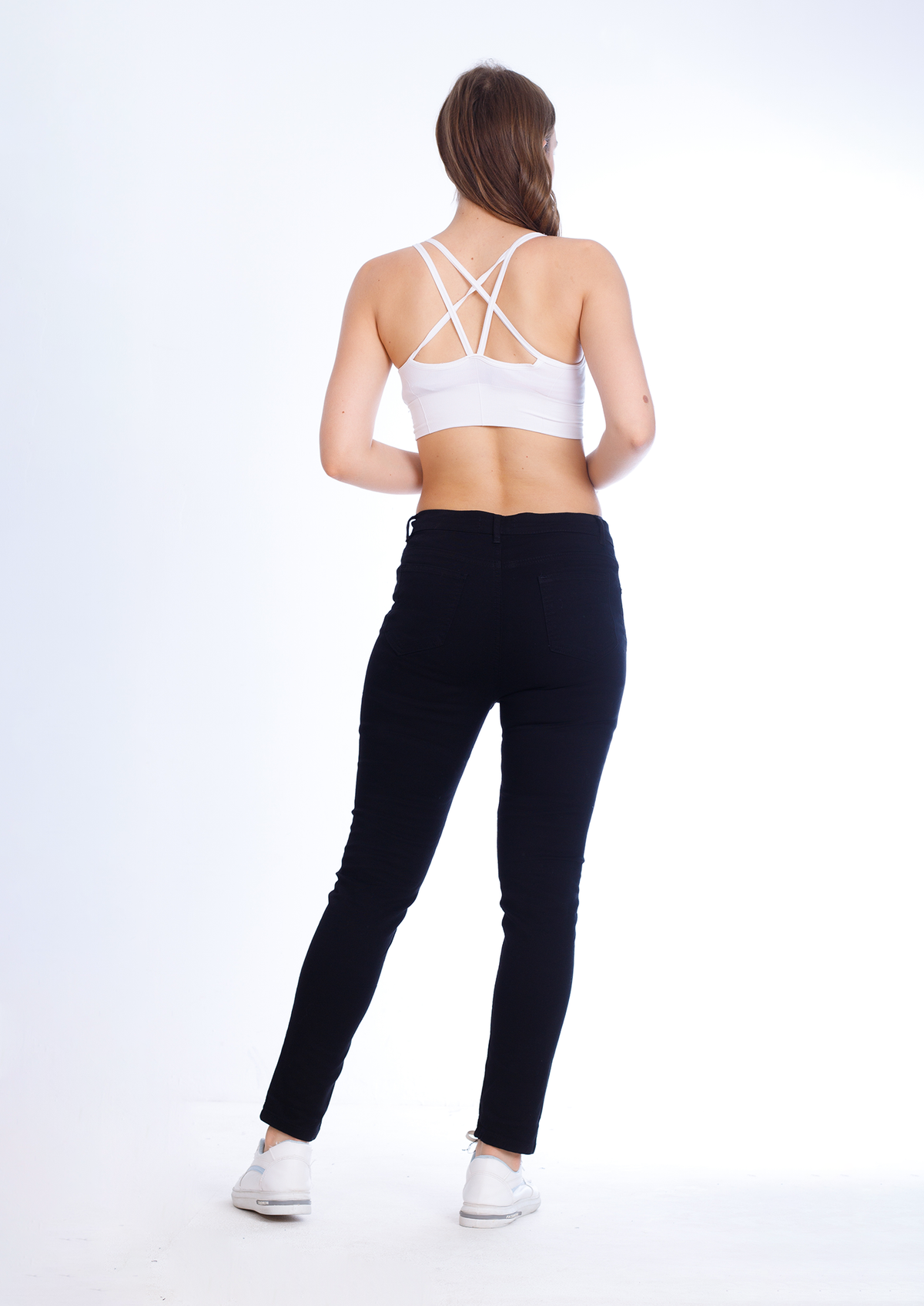 High Waist Skinny Black Gabardine Pants OH-357BL