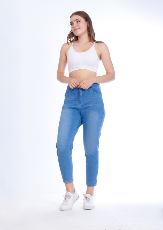 MomFit Boyfriend Medium Blue Jeans Pants OB-200B