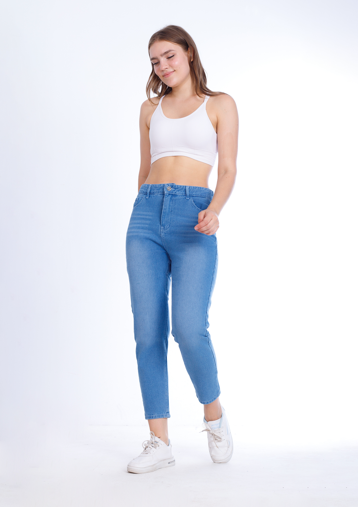 MomFit Boyfriend Medium Blue Jeans Pants OB-200B