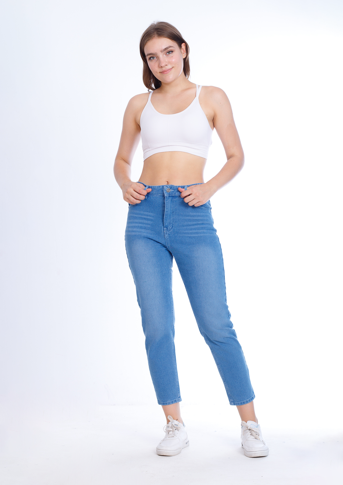 MomFit Boyfriend Medium Blue Jeans Pants OB-200B