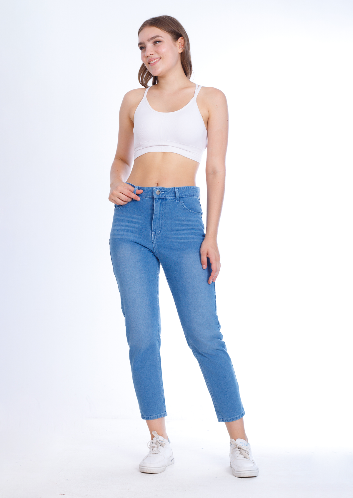 MomFit Boyfriend Medium Blue Jeans Pants OB-200B