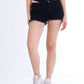 Double Waistband Black Jeans Shorts With Strings