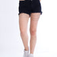 Double Waistband Black Jeans Shorts With Strings